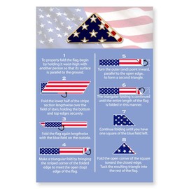 PinMart's Folded American Flag Memorial Veteran Lapel Pin on Instruction Card - Patriotic Enamel Pins for Clothing, Hats, Backpacks and Bags - Memorial Day Pins for Men and Women - 5 Pack