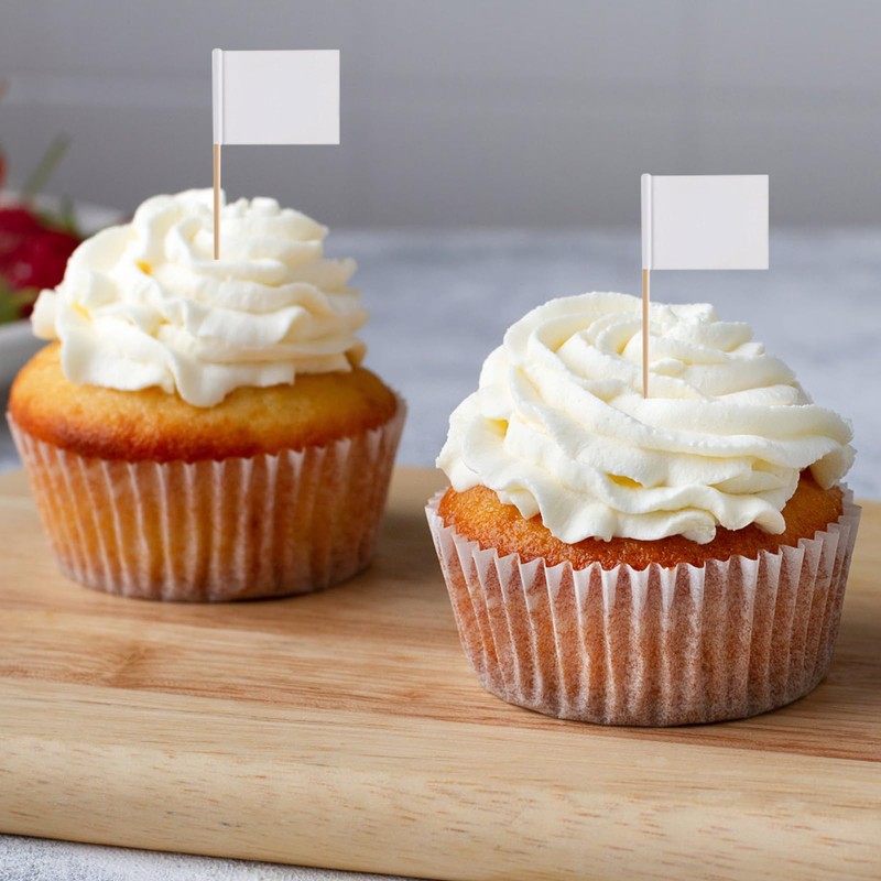 200Pcs Blank Toothpick Food Flags Simple Useful Cupcake Flags Disposable