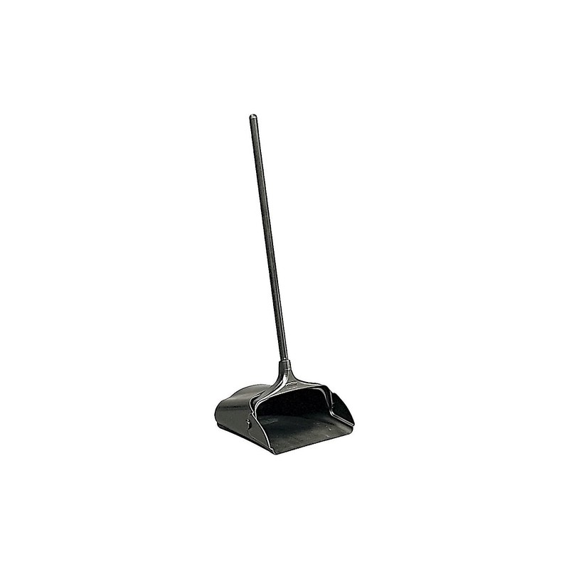 Rubbermaid Commercial Products Dustpan with Long Handle Plastic Black Compatible