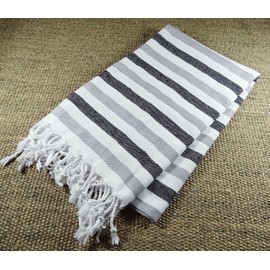 Morganicsbeauty Turkish Hammam Peshtemal Africa striped 100x175cm 100% Cotton- Black/Grey striped