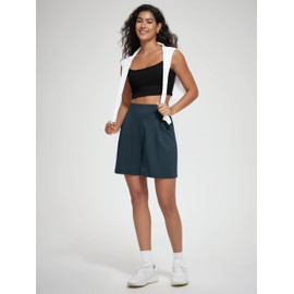 ODODOS Modal Soft Wide Leg Shorts for Women 6" High Waist Casual Relaxed Shorts with Pockets, Deep Blue, XX-Large