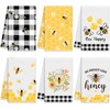 6 Pcs Bee Kitchen Towels 15.8 x 23.6 Inches Honey