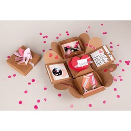 Rayher Craft Set Explosion Box, Kraft Paper Surprise Box, 12 x 12 x 12 cm, 16 Pieces, Gift Box, DIY, 50263521