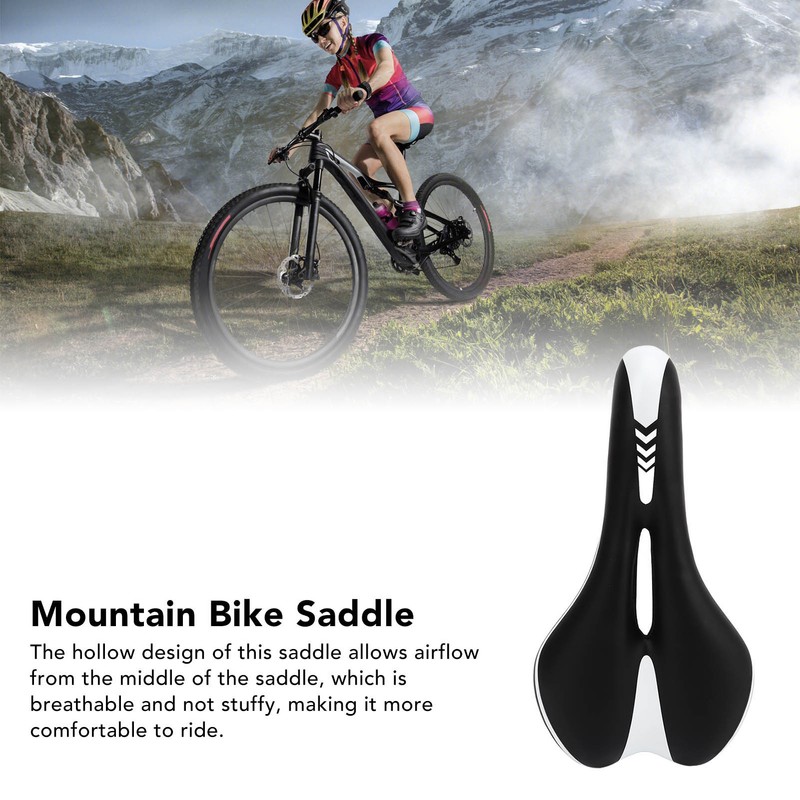 Silicone Bike Saddle Breathable Shock Absorption Black White Mountain Bike