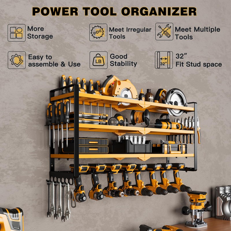NattyDot Power Tool Organizer Wall Mount Garage Tool Storage 4
