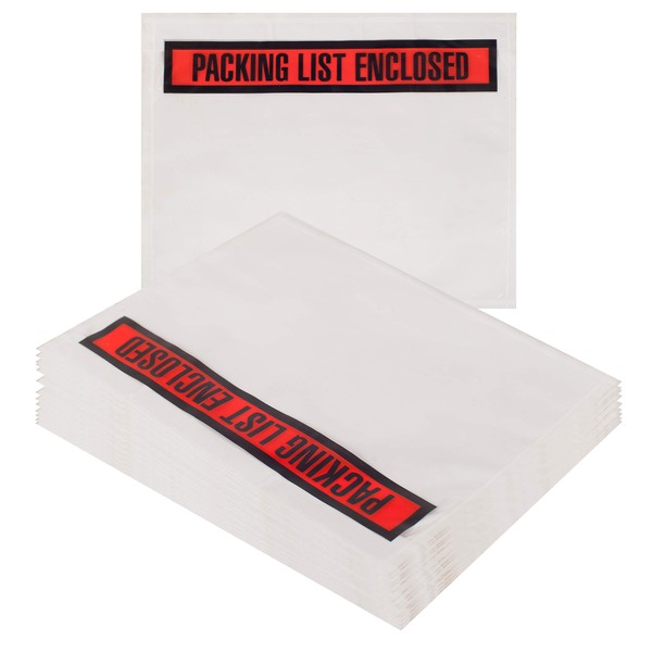ABC Red Panel Packing List Envelopes 7 x 5, Clear