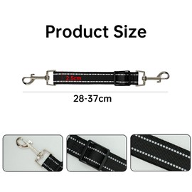 2 Pcs Dog Collar Clip, Adjustable Collar to Harness Safety Connector, Retractable Dog Lead Clips, Reflective Double Clip for Safety, Durable Pet Harness Link, Long-Lasting Connector for Dogs(Black)
