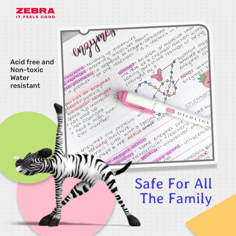 Zebra Mildliner Double Ended Pastel Highlighter Assorted 5pk (Blue, Yellow,