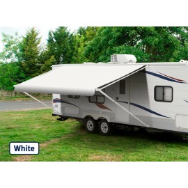 Shade Pro 15' Solid White, RV Awning Replacement fabric canopy (Fabric:14'2")
