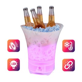 Lumi-Chill Ice Bucket by Lumi-charge – Portable, Collapsible, and Water Resistant with Bluetooth Speaker & LED light: Perfect for Outdoor Parties - Twin Pack: 1-Pack
