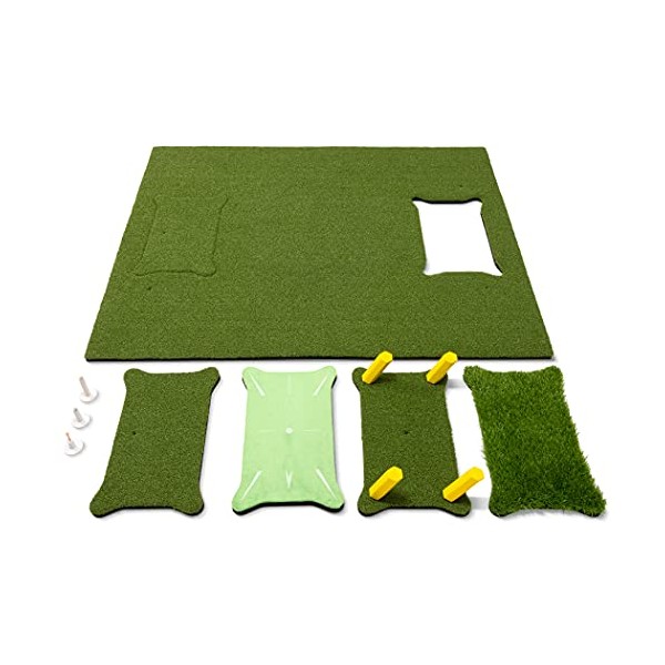 GoSports 5'x4' PRO Golf Practice Hitting Mat, Includes 5 Interchangeable Inserts for The Ultimate at-Home Instruction
