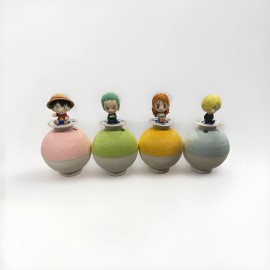 One Piece New ONE PIECE  x  KURA SUSHI - Bikkura Pon Collab Sushi Figure Stand  - Set of 4