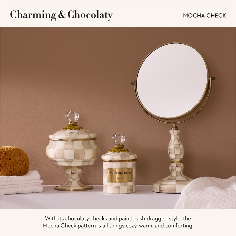 MACKENZIE-CHILDS Mini Enamel Canister, Kitchen Storage Container with Lid, Brown-and-White