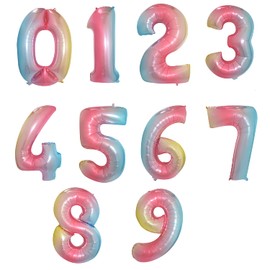 Weddecor 16" Helium Balloons with Numbers for Wedding Party Birthday Bridal Shower Engagement Anniversary New Year Party Number 7 Rainbow