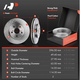 A-Premium 11.65 inch (296mm) Front Vented Disc Brake Rotors + Ceramic Pads Kit Compatible with Select Lexus Model - IS250 2006-2015, 6-PC Set