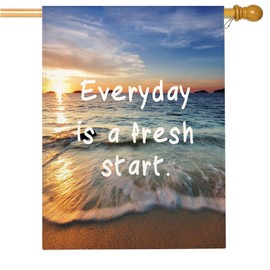 Mugod Everyday is a Fresh Start House Flag 28x40 Inch Double Sided Outside, Sea Ocean Beach Party Holiday Burlap Yard Garden Outdoor Decoration
