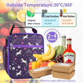 ProCattle Lunch Box for Girls, Small Lunch Bag for Kids/Teen/Adult/Student, Reusable Lunch Box for Teen Girls, Portable Women Lunchbox for Office School Picnic- Purple Starry