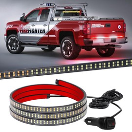 XRIDONSEN 60 inch Truck Tailgate Emergency Lights Strip 360 LED Rear Window Red White Strobe Firefighter Lights Warning Hazard Safety First Responder for Vehicles Trucks Pickup POV