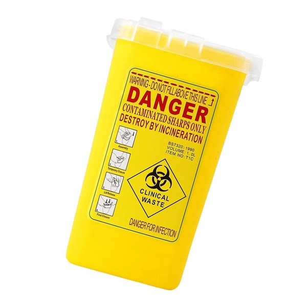 Healvian Sharps Container Sharps Disposal Container Biohazard Needle and Syringe Disposal Small Sharps Bin Professional Needle Container (Yellow) Sharps Disposal Box
