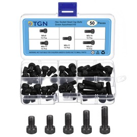 DTGN 50Pcs M6 Metric Screw Assortment, M6 Bolts Socket Head Screws, 12.9 Grade Steel M6x8/10/12/16/20mm Hex Socket Head Cap Screws Bolt Set for 3D Printing DIY