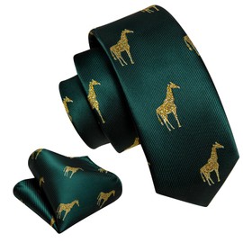 Barry.Wang Hunter Green Ties for Boys 47.2" Necktie Kids and Pocket Square Set Teenager Uniform Graduation Performance Age 6-15