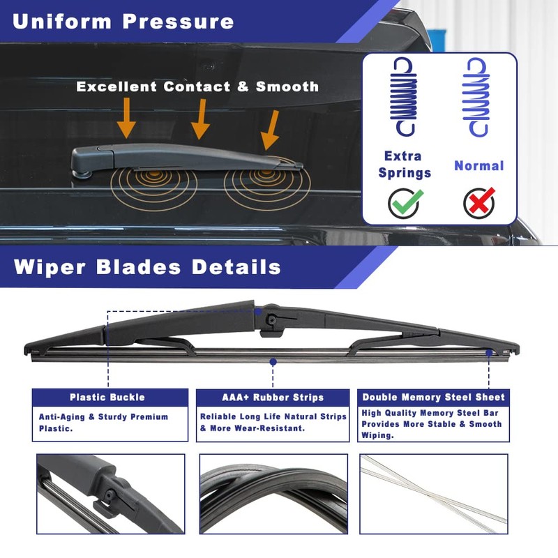 Shopauto Rear Windshield Wiper Arm Blade Assembly Compatible with 2006-2010