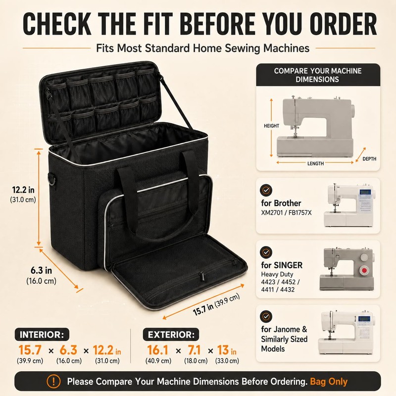 Steadtep 2-in-1 Sewing Machine Case for SINGER, for Brother, for