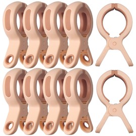 Sanyeyufeng Beach Towel Clips for Beach Chair 10 Packs Towel Clips for Chairs Cruise Pool, Large Strong Clothes Clips Keep Towel from Blowing Away, Beach Cruise Essentials Must Haves (Apricot)