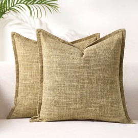 LRartdeco Cushion Cover 40 x 40 cm, Set of 2 Cushion Covers, Brown, Washable Linen Cushion Covers, Decorative Cushion for Sofa Cushion, Boho Decorative Cushion Cover in the Living Room and Bedroom