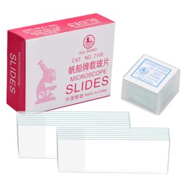 Focenat Pack of 100 Microscope Slides and 50 Cover Glasses, Pre-Cleaned Slides and Cover Glasses Microscope, Microscope Accessories for Children, Students, Laboratory, Biology, Science