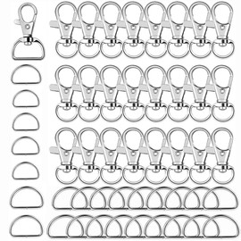 Lobster Swivel Clasps, 50 Pieces Swivel Clasps Snap Hooks and Metal D Ring Detachable Keychains for Lanyard Bag Buckle Straps Belt Backpack Sewing DIY Accessories