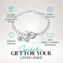 Infinity Collection Stainless Steel Sister Bracelet – Not Sisters by Blood, But Sisters by Heart Engraved Charm, Crystal Heart, Toggle Clasp Chain, Friendship Jewelry Gift for Women (Toggle)