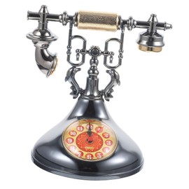 STOBAZA European Telephone Clock Retro Home Decorative Clock Sturdy Material Unique Desktop Ornament for Living Room Bedroom Office Selection Random Color