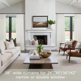 Mrs.Naturall 96 Inch Curtains 2 Panel Set for Living Room Rustic Basic Rod Pocket Cream Ivory Curtains & Drapes Linen Sheer 38 Inch Wide Curtain for Bedroom Dining Room Bay Window Width 38x96 Long