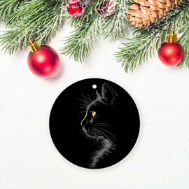 Black Cat Christmas Ornaments,Xmas Tree Hanging Ornaments Ceramic Keepsake
