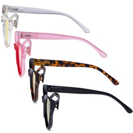 Eyekepper 4 Pack Oversized Blue Light Filter Glasses Women Cat Eye Computer Reading Glasses Yellow Tinted +2.50