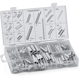 Yesallwas 200Pcs Springs Assorted Set, 20 Kinds Tension Springs , Compression Springs Assortment, with Small Compression and Extension Springs Set Box of Assorted Springs Assortment Kit