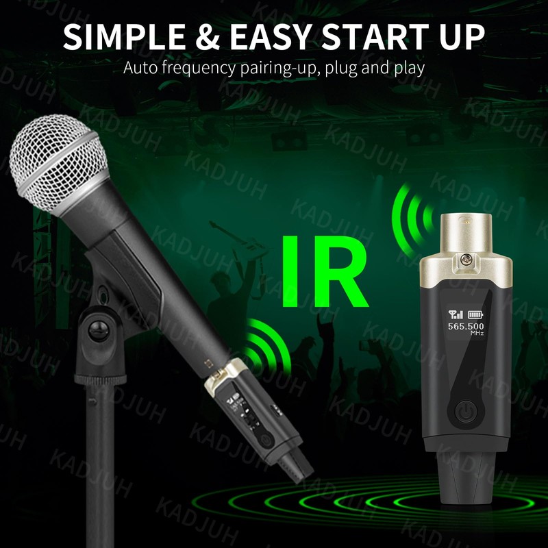 Kadjuh Wireless XLR Transmitter and Receiver& Wireless Guitar Transmitter Receiver,Rechargeable