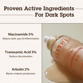 BLITHE BLITHE Niacinamide 5% + Tranexamic Acid 3% Serum - Koreanischer Dunkle Flecken Korrektor, Gesicht Aufhellend, Vitamin B3, Hautberuhigendes Cica & Allantoin, Arbutin (30ml)