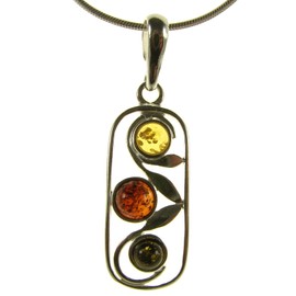 Baltic amber and sterling silver 925 multi-coloured pendant (no chain)