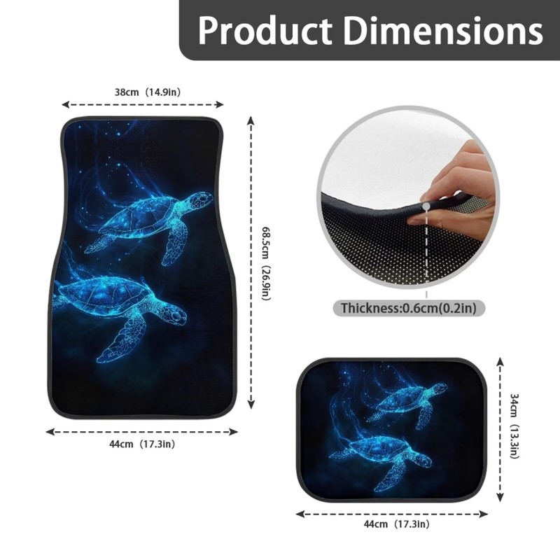 Darisoco Blue Bling Sea Turtle Tie-dye Car Floor Mat Front