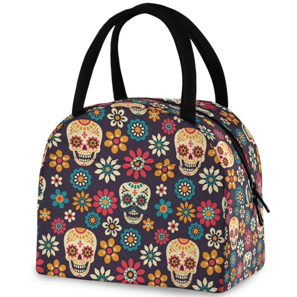 ZzWwR Chic Sugar Skull Day Of The Dead Reusable Lunch