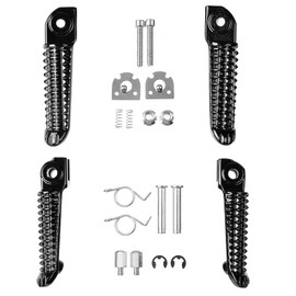 VPZMT Motorcycle Front Rear Footrests Foot Pegs Pedal Fits for Yamaha YZF R1 1998-2019, R6 2003-2020 (Front+Rear-Black)