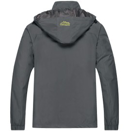 Mens Rain Coat,Lightweight Waterproof Windbreaker Packable Rain Jacket for Men with Hood Grey