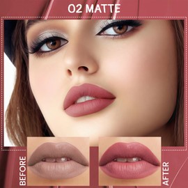 DAGEDA 4Colors Matte Lipstick Set, High pigment Liquid Lipstick,Velvety Lipstick Makeup Set, Waterproof Long Lasting Lipstick for Women (Color B)