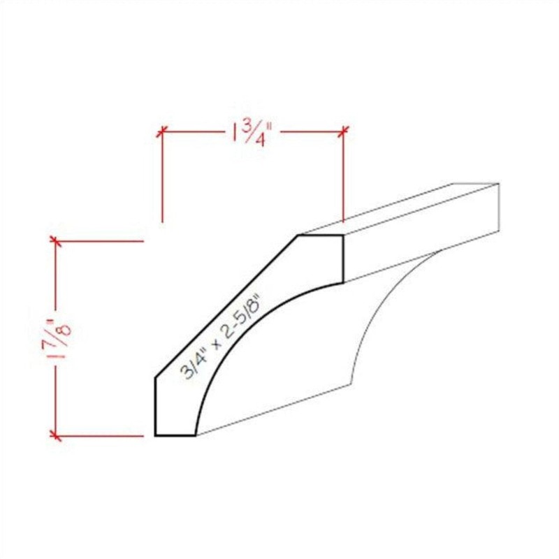 EWCR39 Cove Crown 3/4" x 2-5/8" Unfinished 1-7/8" High x