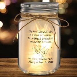 SAHIJE Grandma Birthday Gifts for Grandmother, Grandma, NANA, GIGI from Grandkids Grandchildren– Mother’s Day, Christmas, Thanksgiving Gift –Mason Jar Night Light Home Décor Lamp