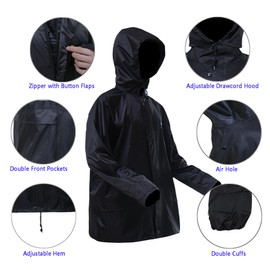 Rizzon Rain Suit Jacket/Trouser for Men Women Waterproof Lightweight Rain Gear for Outdoor Farm Fishing Motorcycle (Black,M)