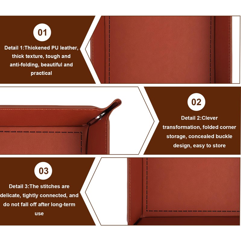 Foldable Leather Key Tray, 22 x 22 cm, Cube Pad