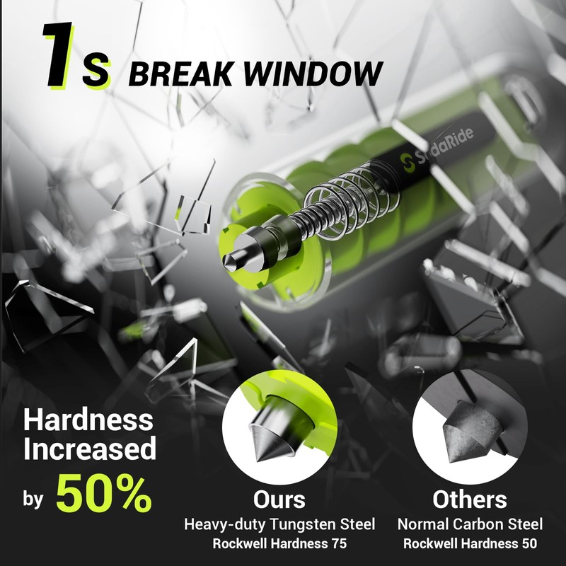 SodaRide Window Breaker Seatbelt Cutter with Flashlight,2 in 1 Car